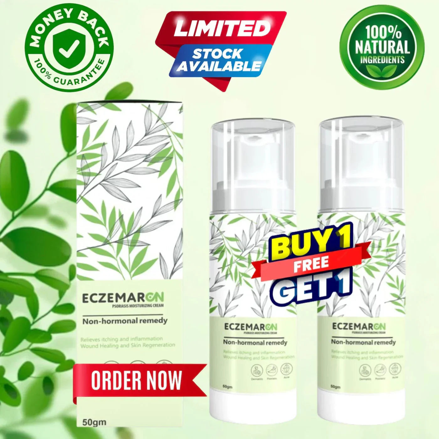 Eczemaron Anti Fungal Cream with Cleaning Spray | Buy 1 Get 1 Free